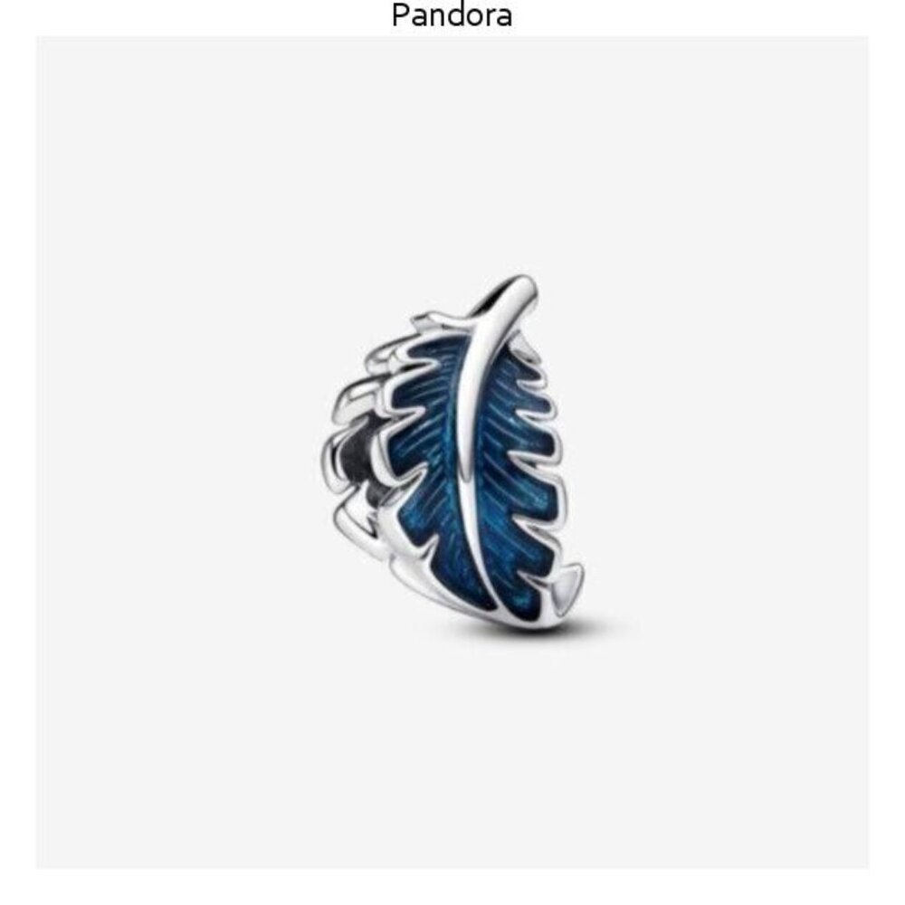 Pandora Blue Enamel Feather Charm